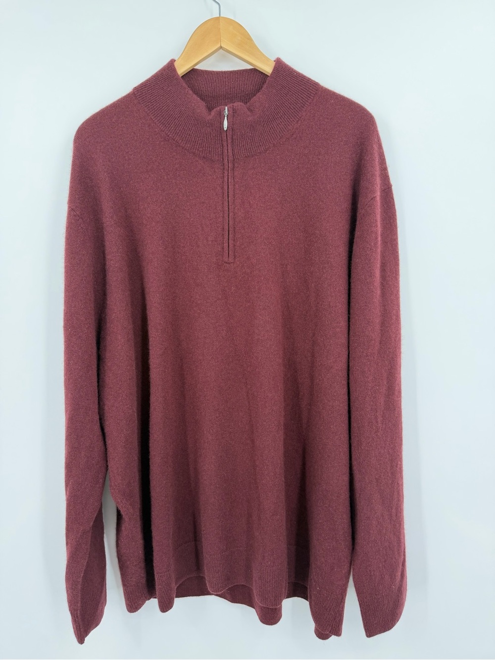 The Commons 100% Cashmere Quarter Zip Sweater Burgundy 3X